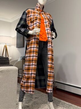 Asos Design mixed check midi shirt dress